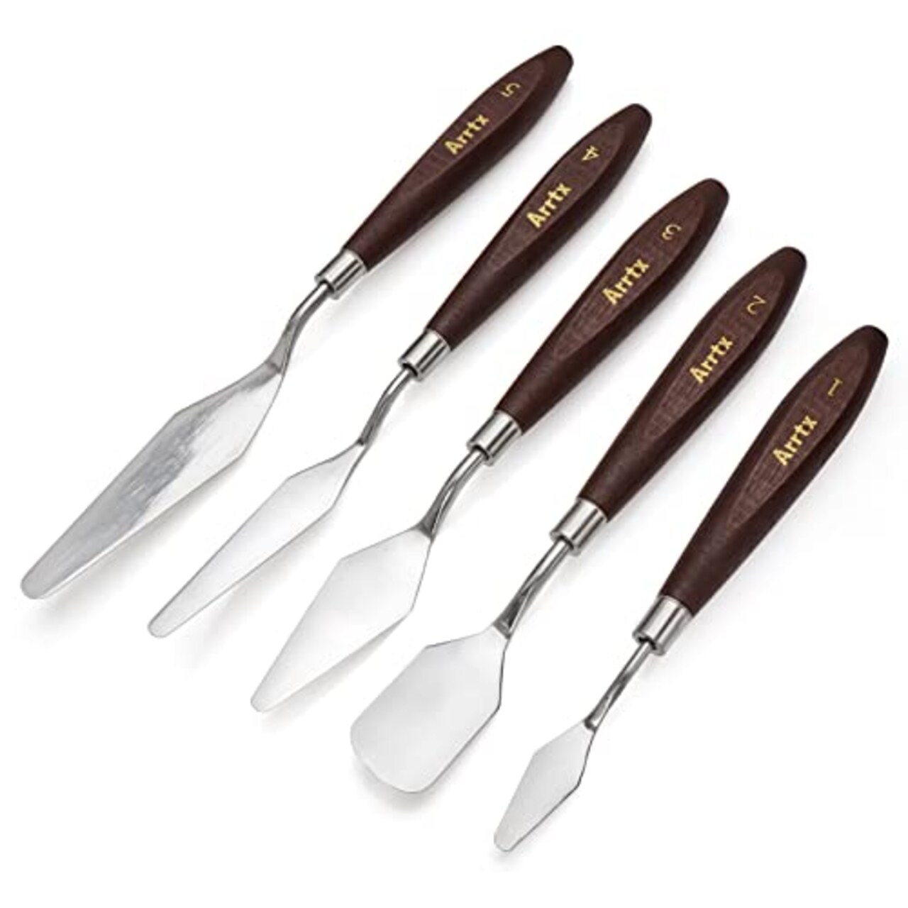 5 Pieces Painting Knives Stainless Steel Spatula Palette Knife Oil Painting  Accessories Color Mixing Set for Oil, Canvas, Acrylic Painting-Lightwish